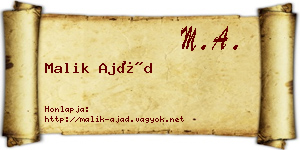 Malik Ajád névjegykártya